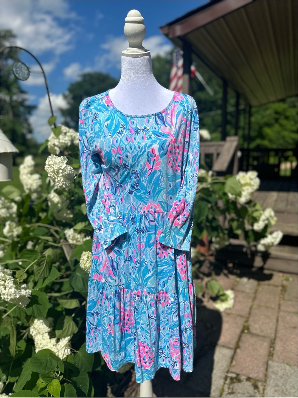 Lilly Pulitzer Geanna Swing Dress in the Blue Party Princess Pineapple Print
